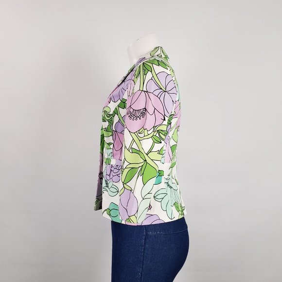 Anne Taylor Flower Print Cotton Blazer Size XS - Picture 4 of 8